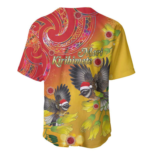 New Zealand Piwakawaka Christmas Baseball Jersey With Maori Pattern