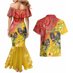 New Zealand Piwakawaka Christmas Couples Matching Mermaid Dress and Hawaiian Shirt With Maori Pattern