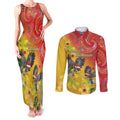 New Zealand Piwakawaka Christmas Couples Matching Tank Maxi Dress and Long Sleeve Button Shirt With Maori Pattern