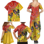New Zealand Piwakawaka Christmas Family Matching Summer Maxi Dress and Hawaiian Shirt With Maori Pattern