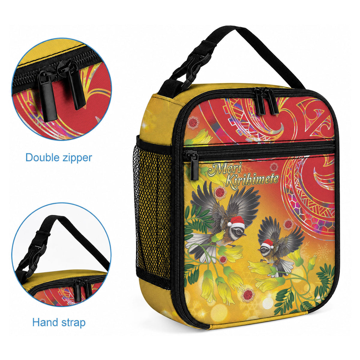 New Zealand Piwakawaka Christmas Lunch Bag With Maori Pattern