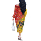 New Zealand Piwakawaka Christmas Off The Shoulder Long Sleeve Dress With Maori Pattern