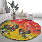 New Zealand Piwakawaka Christmas Round Carpet With Maori Pattern