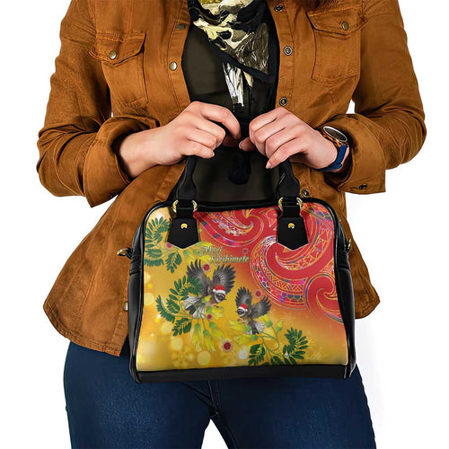 New Zealand Piwakawaka Christmas Shoulder Handbag With Maori Pattern
