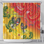 New Zealand Piwakawaka Christmas Shower Curtain With Maori Pattern