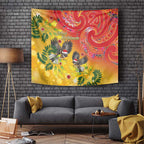 New Zealand Piwakawaka Christmas Tapestry With Maori Pattern