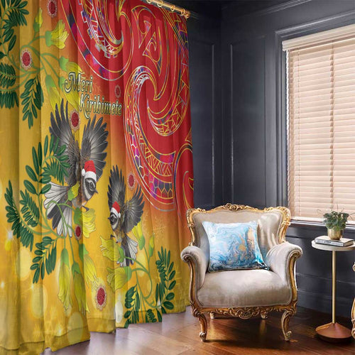 New Zealand Piwakawaka Christmas Window Curtain With Maori Pattern