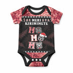 Personalised New Zealand Tiki Christmas Baby Onesie Ho Ho Ho Paua Shell Glitter Red