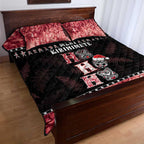 New Zealand Tiki Christmas Quilt Bed Set Ho Ho Ho Paua Shell Glitter Red