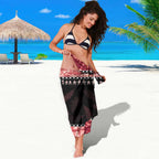 New Zealand Tiki Christmas Sarong Ho Ho Ho Paua Shell Glitter Red