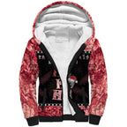 Personalised New Zealand Tiki Christmas Sherpa Hoodie Ho Ho Ho Paua Shell Glitter Red
