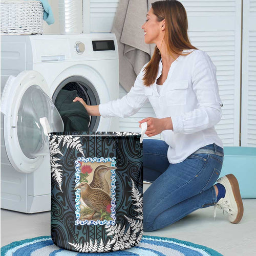 New Zealand Weka Laundry Basket Maori Hen Koru Pattern - Aussie Hoodie