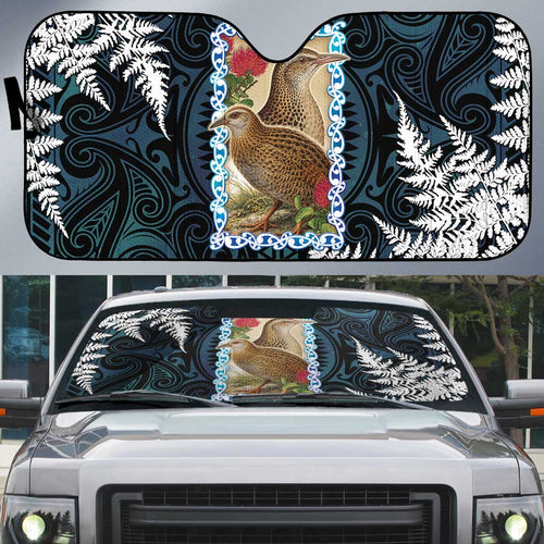 New Zealand Weka Auto Sun Shade Maori Hen Koru Pattern - Aussie Hoodie