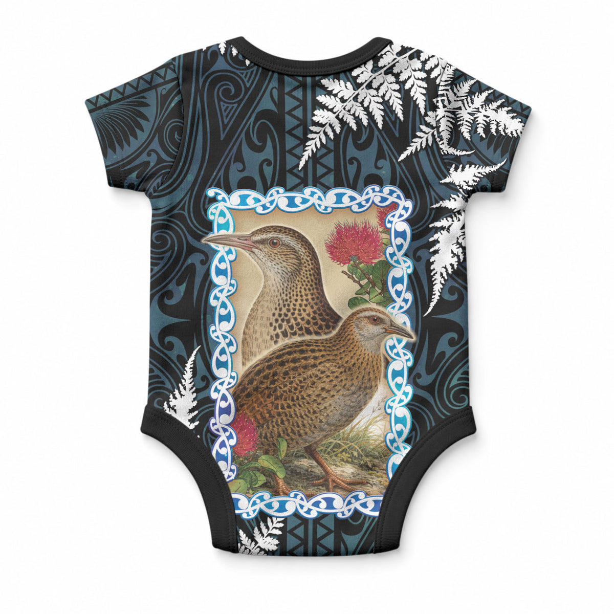 New Zealand Weka Baby Onesie Maori Hen Koru Pattern