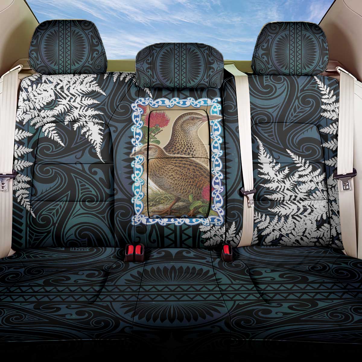 New Zealand Weka Back Car Seat Cover Maori Hen Koru Pattern - Aussie Hoodie