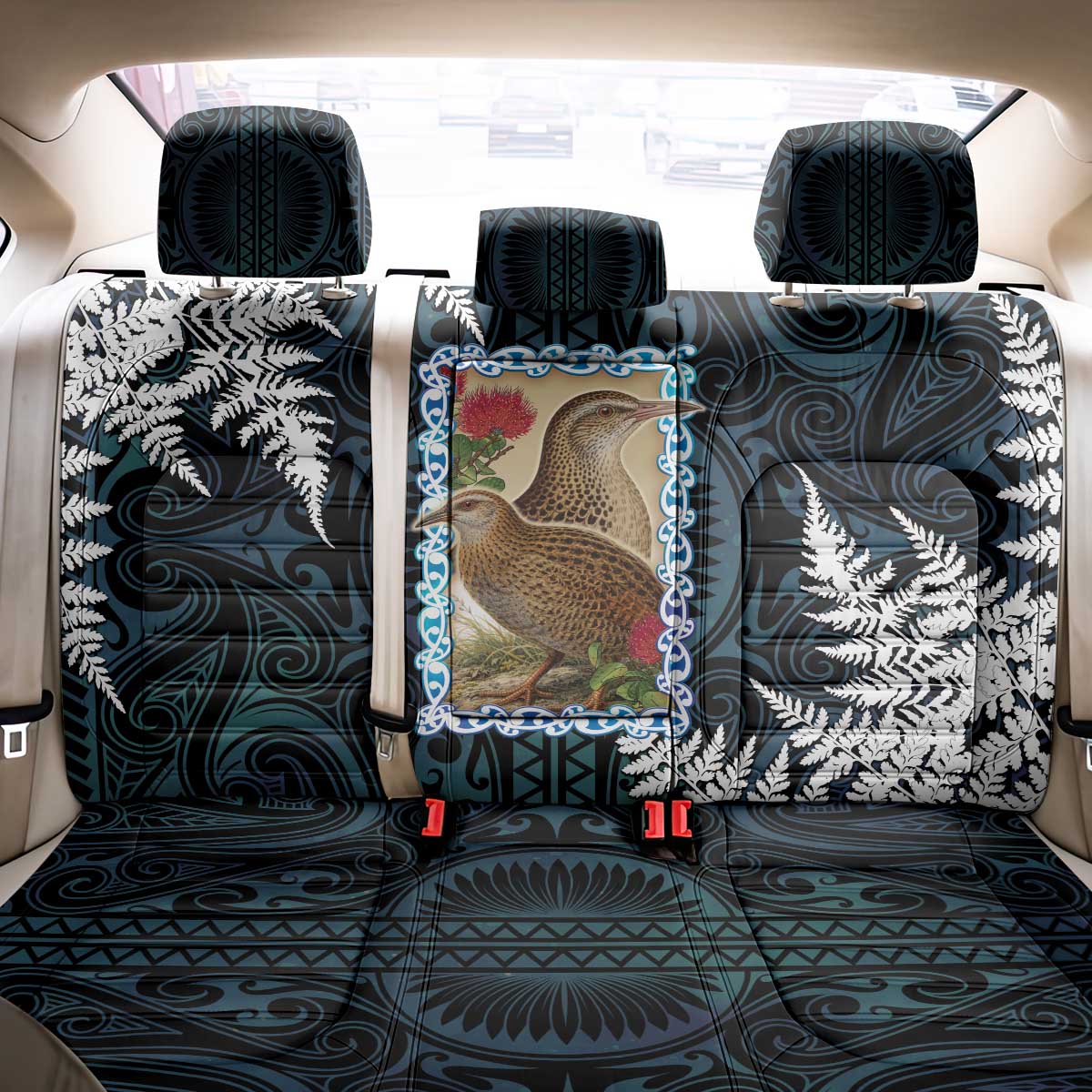 New Zealand Weka Back Car Seat Cover Maori Hen Koru Pattern - Aussie Hoodie
