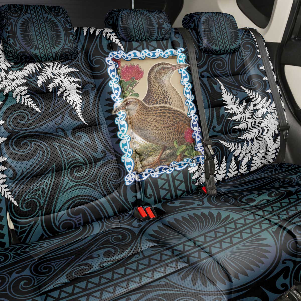 New Zealand Weka Back Car Seat Cover Maori Hen Koru Pattern - Aussie Hoodie