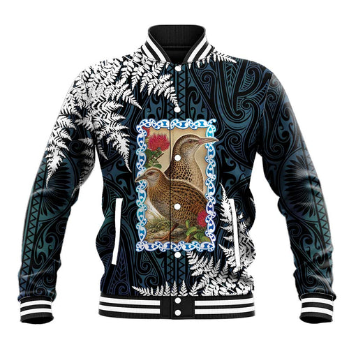 New Zealand Weka Baseball Jacket Maori Hen Koru Pattern - Aussie Hoodie