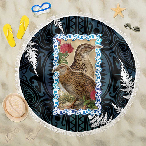 New Zealand Weka Beach Blanket Maori Hen Koru Pattern - Aussie Hoodie