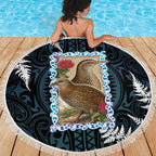 New Zealand Weka Beach Blanket Maori Hen Koru Pattern - Aussie Hoodie