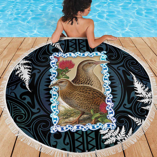 New Zealand Weka Beach Blanket Maori Hen Koru Pattern - Aussie Hoodie