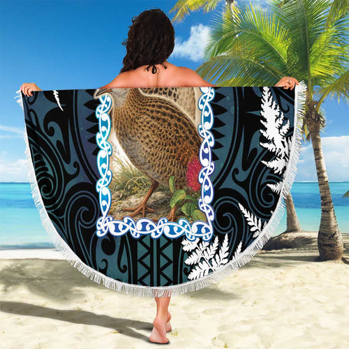New Zealand Weka Beach Blanket Maori Hen Koru Pattern - Aussie Hoodie