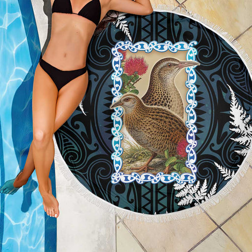 New Zealand Weka Beach Blanket Maori Hen Koru Pattern - Aussie Hoodie