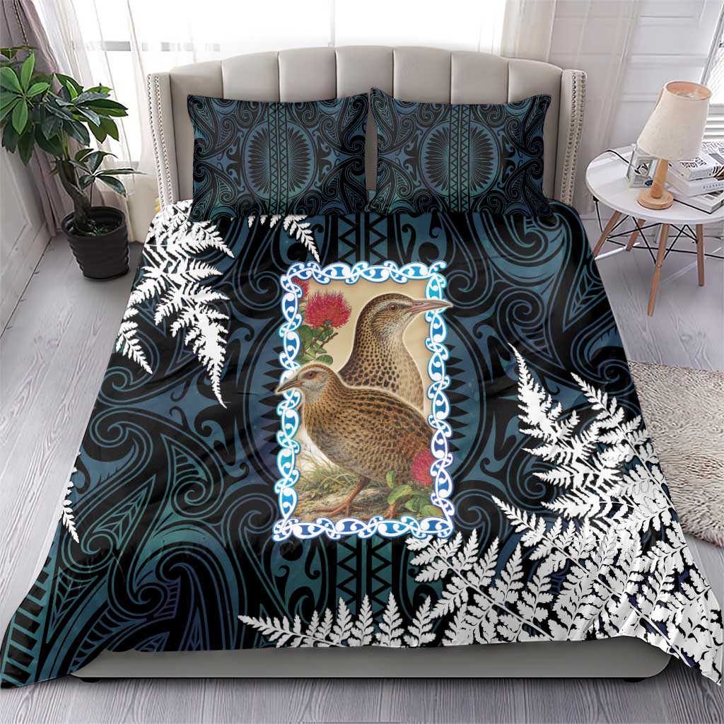 New Zealand Weka Bedding Set Maori Hen Koru Pattern - Aussie Hoodie