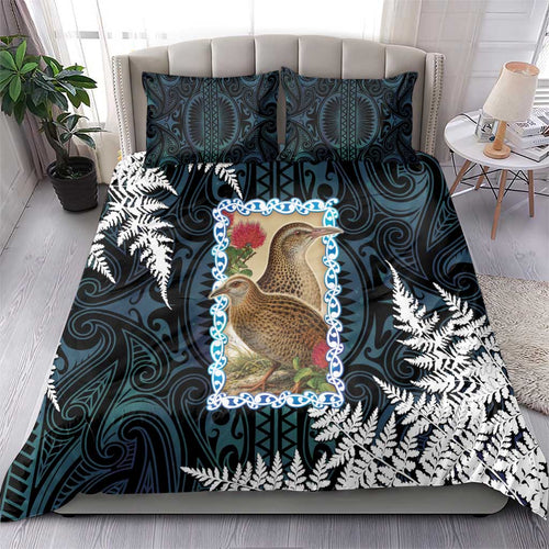 New Zealand Weka Bedding Set Maori Hen Koru Pattern - Aussie Hoodie