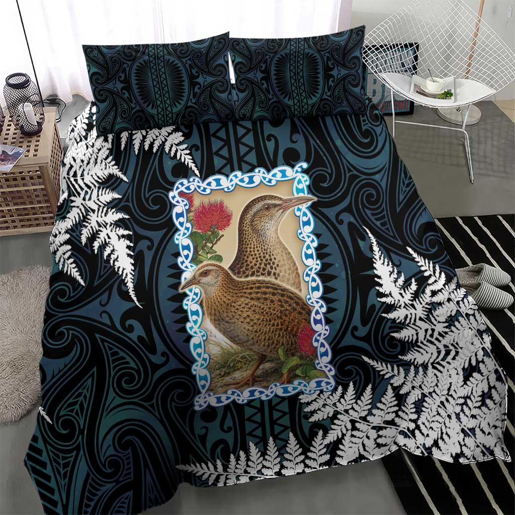 New Zealand Weka Bedding Set Maori Hen Koru Pattern - Aussie Hoodie