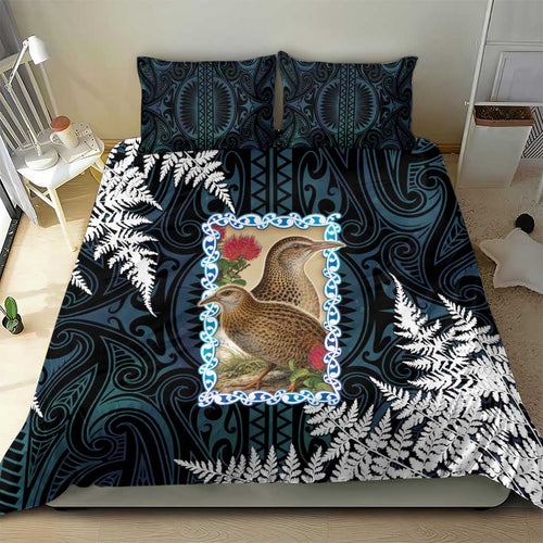 New Zealand Weka Bedding Set Maori Hen Koru Pattern - Aussie Hoodie