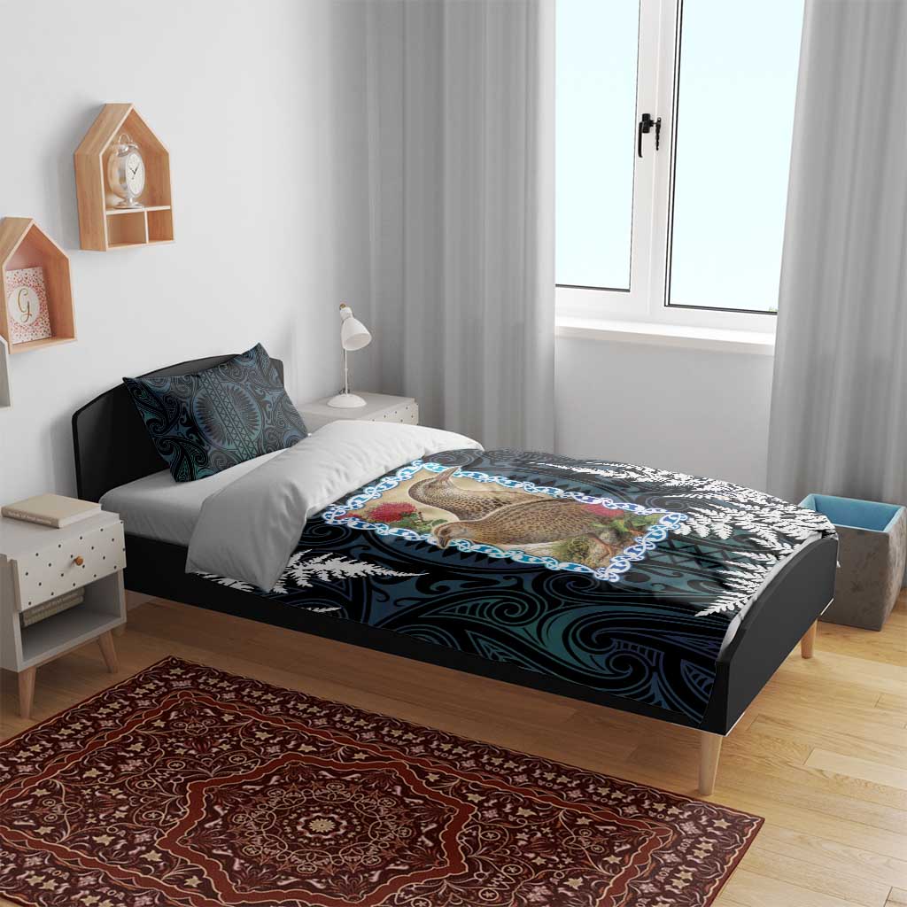 New Zealand Weka Bedding Set Maori Hen Koru Pattern - Aussie Hoodie