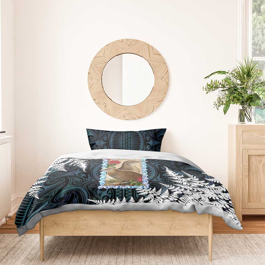 New Zealand Weka Bedding Set Maori Hen Koru Pattern - Aussie Hoodie