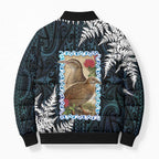 New Zealand Weka Bomber Puffer Jacket Maori Hen Koru Pattern - Aussie Hoodie