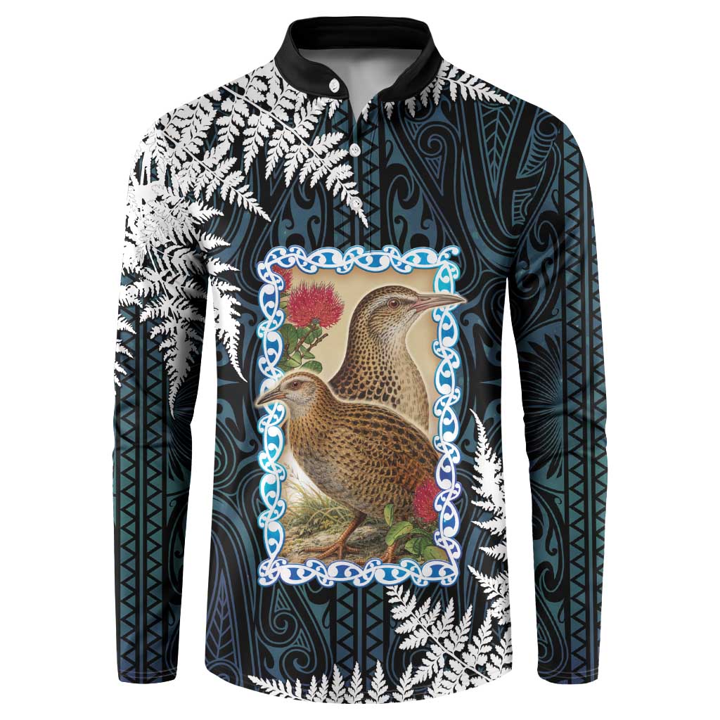 New Zealand Weka Button Sweatshirt Maori Hen Koru Pattern - Aussie Hoodie