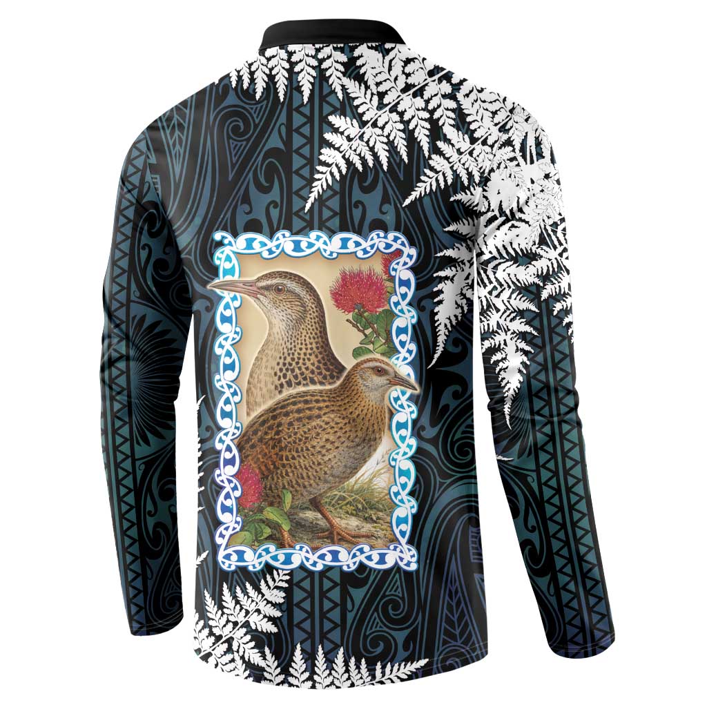 New Zealand Weka Button Sweatshirt Maori Hen Koru Pattern - Aussie Hoodie