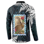 New Zealand Weka Button Sweatshirt Maori Hen Koru Pattern - Aussie Hoodie