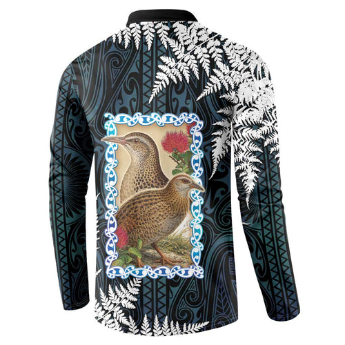 New Zealand Weka Button Sweatshirt Maori Hen Koru Pattern - Aussie Hoodie