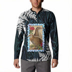 New Zealand Weka Button Sweatshirt Maori Hen Koru Pattern - Aussie Hoodie