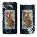 New Zealand Weka 4 in 1 Can Cooler Tumbler Maori Hen Koru Pattern - Aussie Hoodie