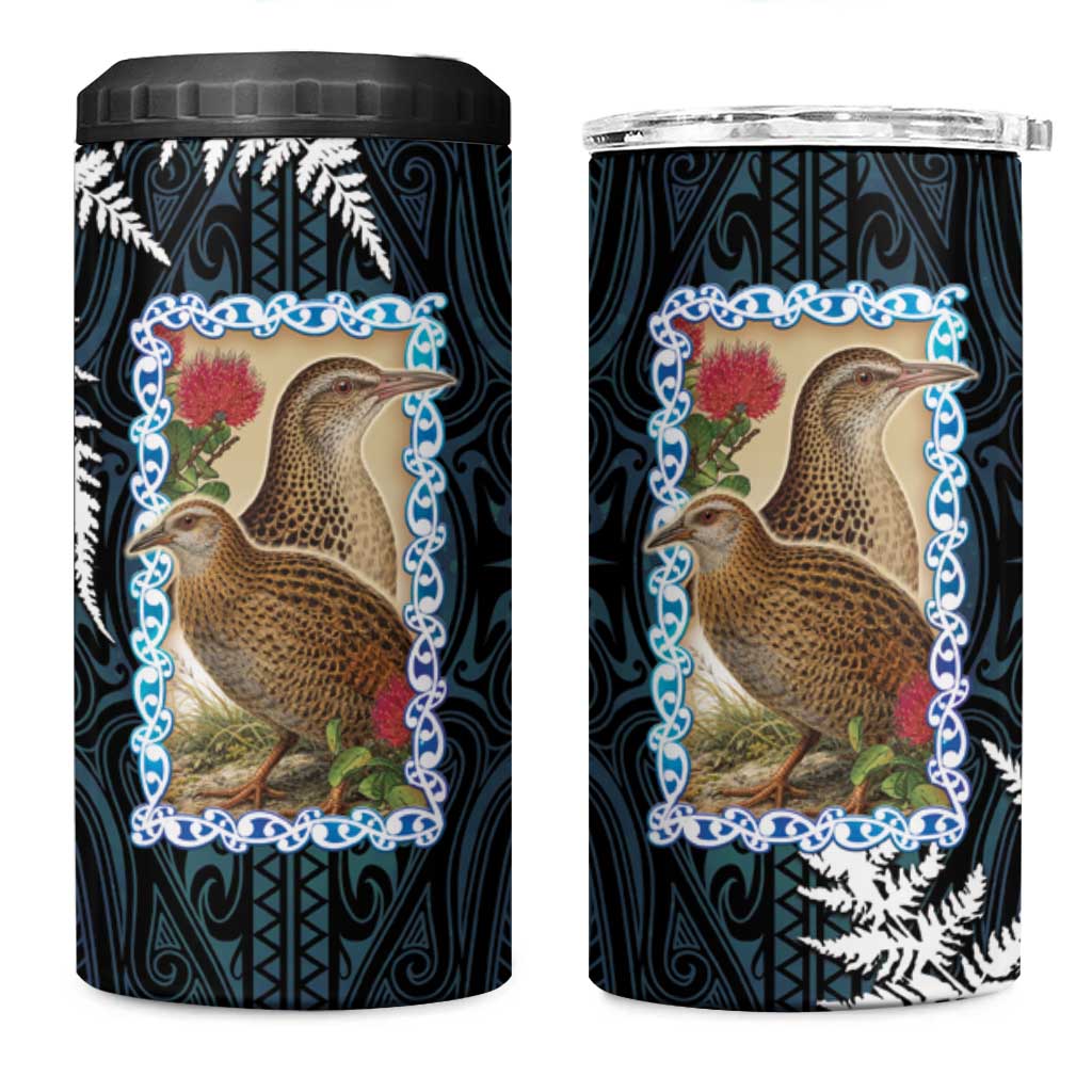 New Zealand Weka 4 in 1 Can Cooler Tumbler Maori Hen Koru Pattern - Aussie Hoodie