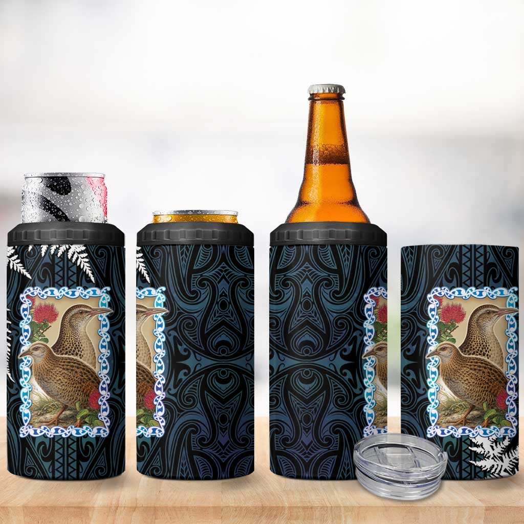 New Zealand Weka 4 in 1 Can Cooler Tumbler Maori Hen Koru Pattern - Aussie Hoodie