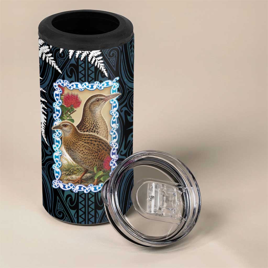 New Zealand Weka 4 in 1 Can Cooler Tumbler Maori Hen Koru Pattern - Aussie Hoodie