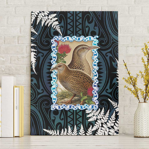 New Zealand Weka Canvas Wall Art Maori Hen Koru Pattern - Aussie Hoodie