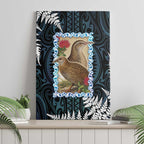New Zealand Weka Canvas Wall Art Maori Hen Koru Pattern - Aussie Hoodie