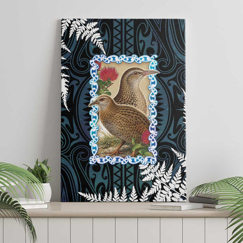 New Zealand Weka Canvas Wall Art Maori Hen Koru Pattern - Aussie Hoodie