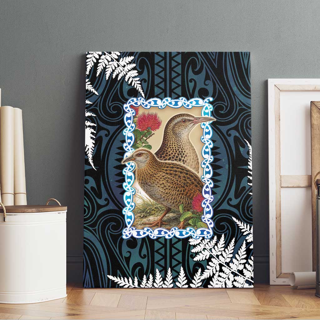 New Zealand Weka Canvas Wall Art Maori Hen Koru Pattern - Aussie Hoodie
