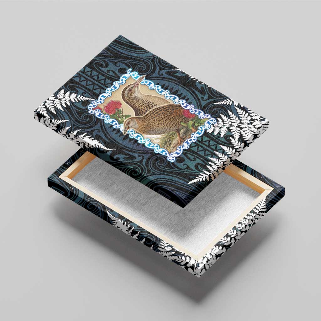 New Zealand Weka Canvas Wall Art Maori Hen Koru Pattern - Aussie Hoodie