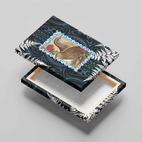 New Zealand Weka Canvas Wall Art Maori Hen Koru Pattern - Aussie Hoodie