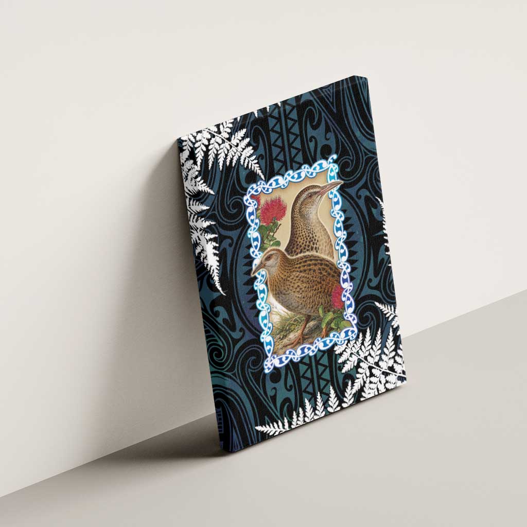New Zealand Weka Canvas Wall Art Maori Hen Koru Pattern - Aussie Hoodie